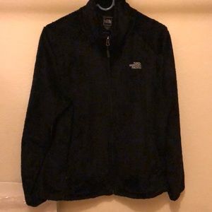 North face fuzzy zip up sweater